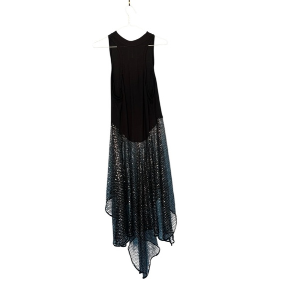 FREE PEOPLE Another Galaxy Sheer Asymmetric Maxi Top Black Size Small - Picture 2 of 12